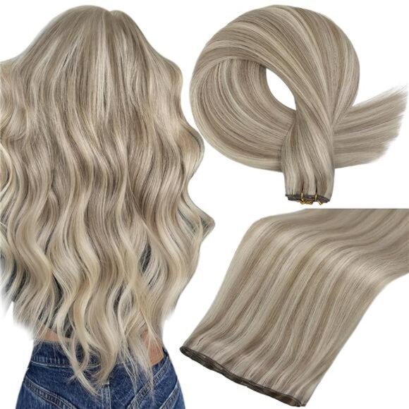 Full Shine 22 Inch Human Hair Weft Sew In Hair Extensions Real Human Hair Hand - Picture 1 of 7